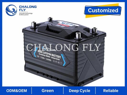 12.8V 110Ah LiFePO4 Marine RV Battery with 1000A Cranking Power and 1408Wh Deep-Cycle Energy