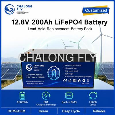Benutzerdefinierter 12,8V 200Ah LiFePO4-Akkupack mit BMS für tragbare Stromversorgung und Solarspeicher